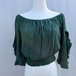 Living Doll Forest Green Off-Shoulder Blouse